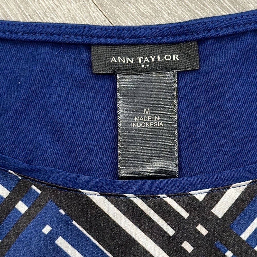 Ann Taylor Sleeveless Checkered Plaid Blouse Shirt Women’s Medium Blue White - Picture 5 of 6